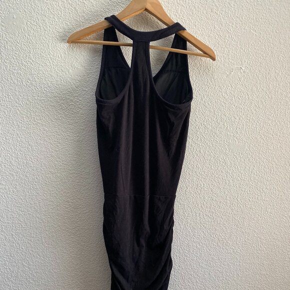 Athleta Tee Racerback Dress Sleeveless Ruched Black Size XS Extra Small 438832 - Picture 3 of 8